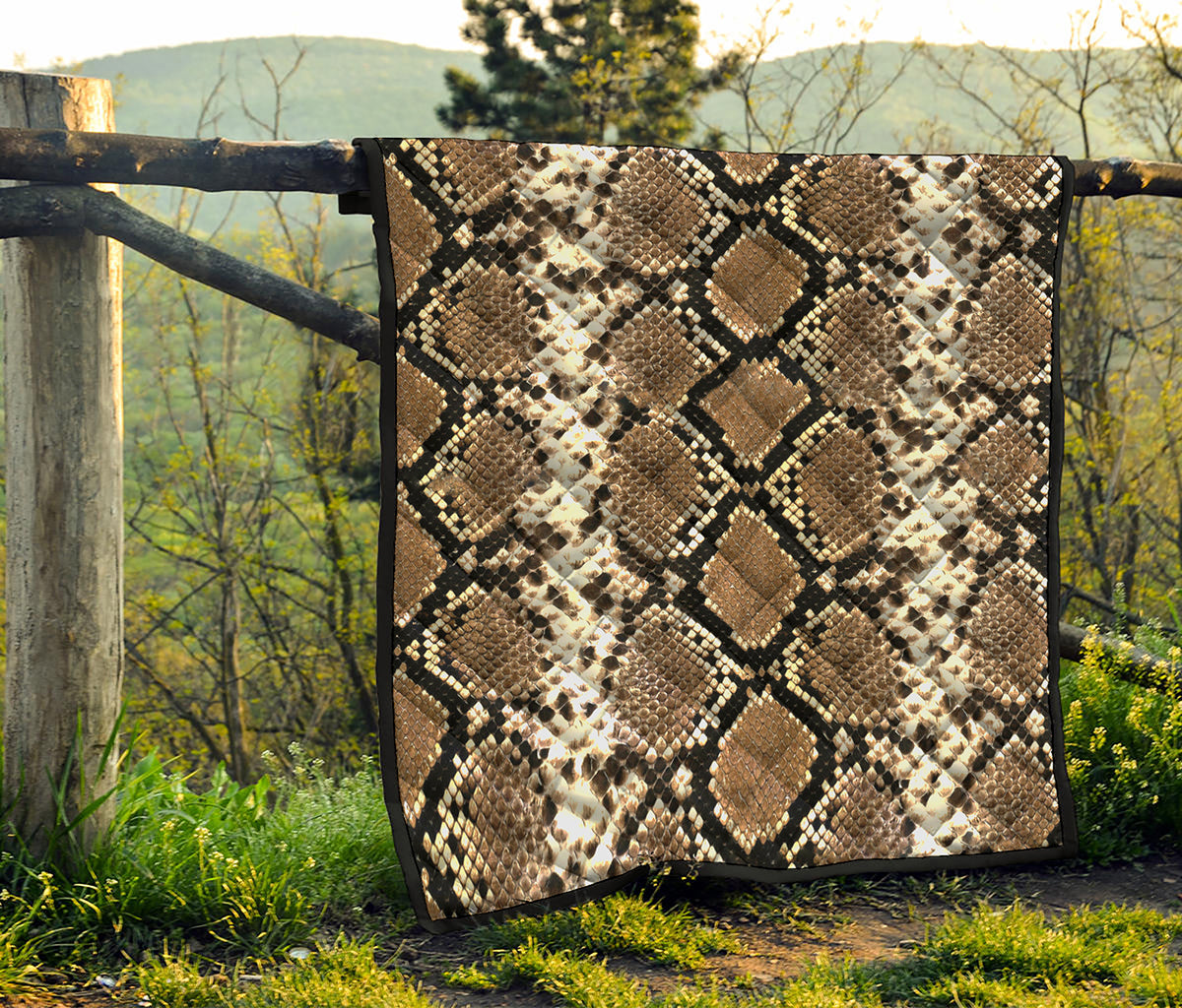 Brown Python Snakeskin Print Quilt