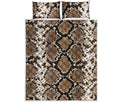 Brown Python Snakeskin Print Quilt Bed Set