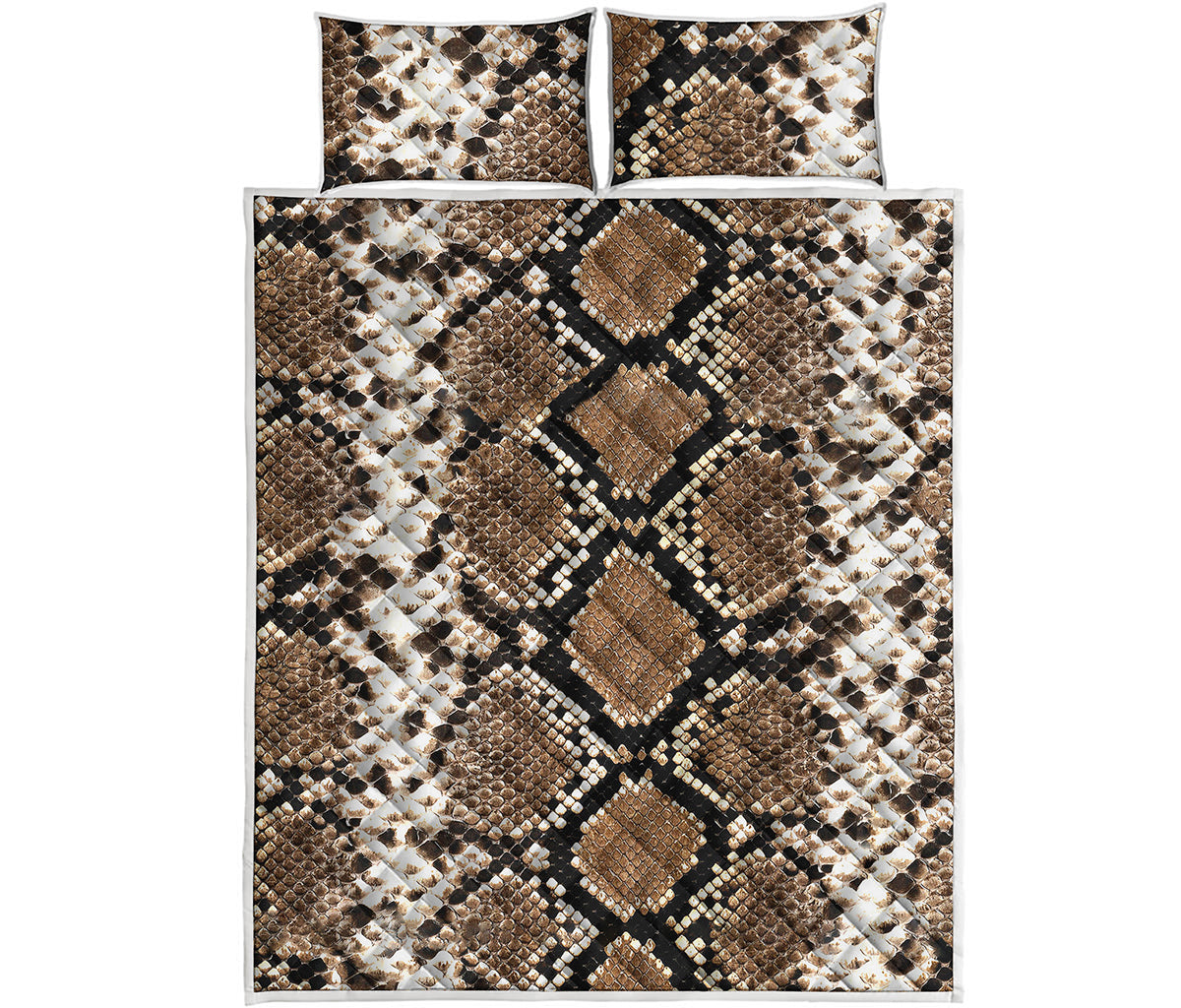 Brown Python Snakeskin Print Quilt Bed Set