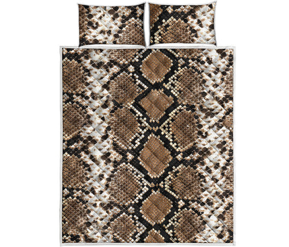 Brown Python Snakeskin Print Quilt Bed Set