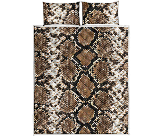 Brown Python Snakeskin Print Quilt Bed Set