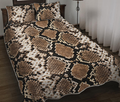 Brown Python Snakeskin Print Quilt Bed Set