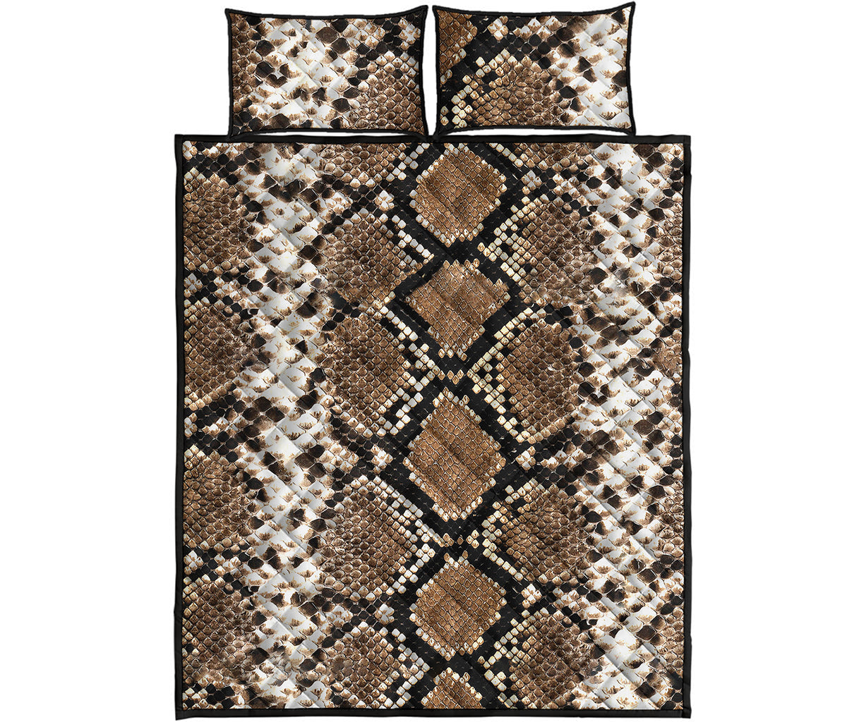 Brown Python Snakeskin Print Quilt Bed Set