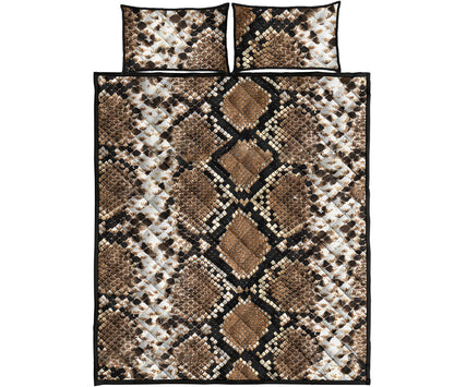 Brown Python Snakeskin Print Quilt Bed Set