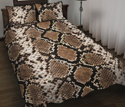 Brown Python Snakeskin Print Quilt Bed Set