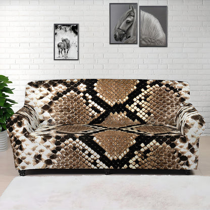 Brown Python Snakeskin Print Sofa Cover