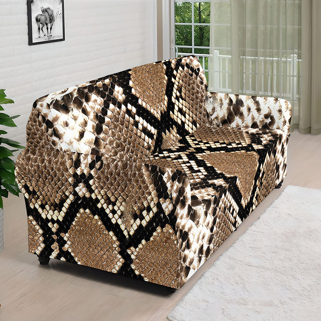 Brown Python Snakeskin Print Sofa Cover