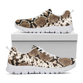 Brown Python Snakeskin Print White Running Shoes
