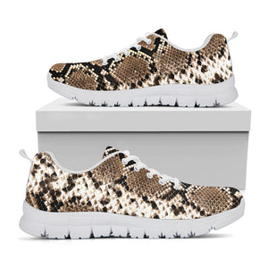 Brown Python Snakeskin Print White Sneakers