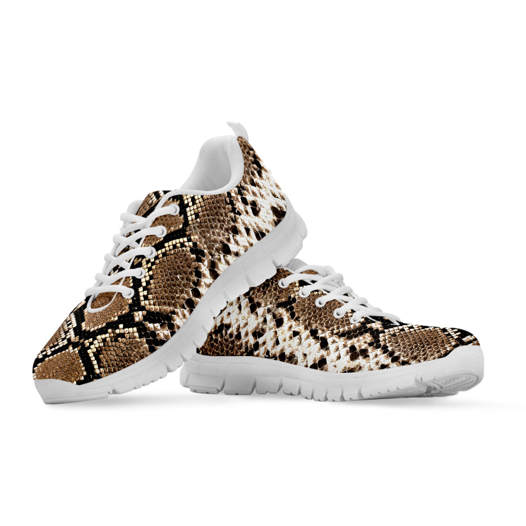 Brown Python Snakeskin Print White Sneakers