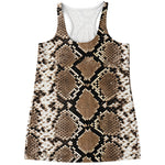 Brown Python Snakeskin Print Women's Racerback Tank Top