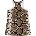 Brown Python Snakeskin Print Women's Racerback Tank Top