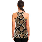 Brown Python Snakeskin Print Women's Racerback Tank Top