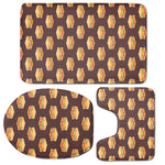 Brown Sandwiches Pattern Print 3 Piece Bath Mat Set