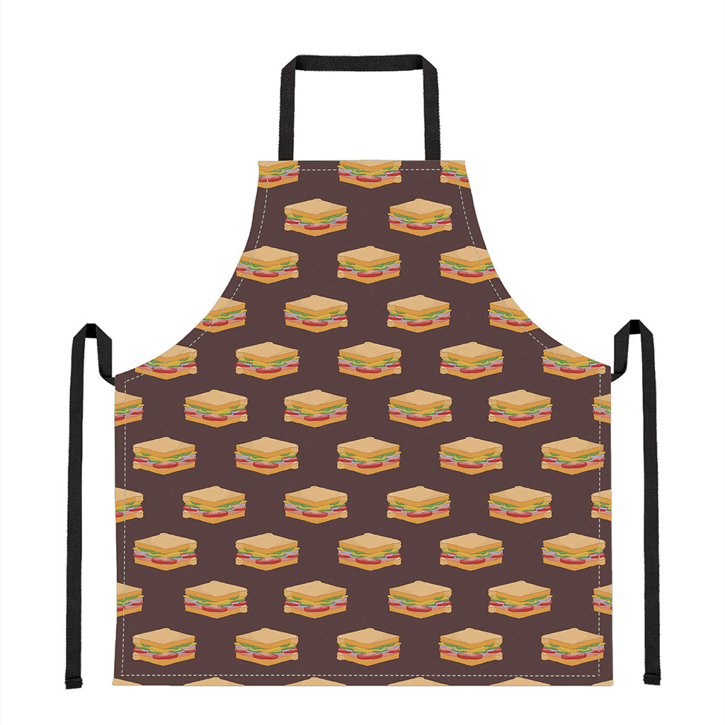 Brown Sandwiches Pattern Print Apron