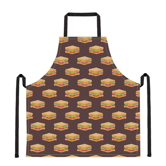 Brown Sandwiches Pattern Print Apron