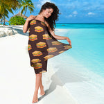 Brown Sandwiches Pattern Print Beach Sarong Wrap