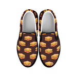 Brown Sandwiches Pattern Print Black Slip On Shoes