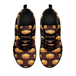 Brown Sandwiches Pattern Print Black Sneakers