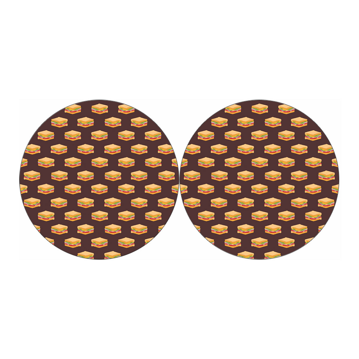 Brown Sandwiches Pattern Print Car Coasters