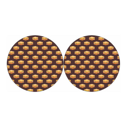 Brown Sandwiches Pattern Print Car Coasters