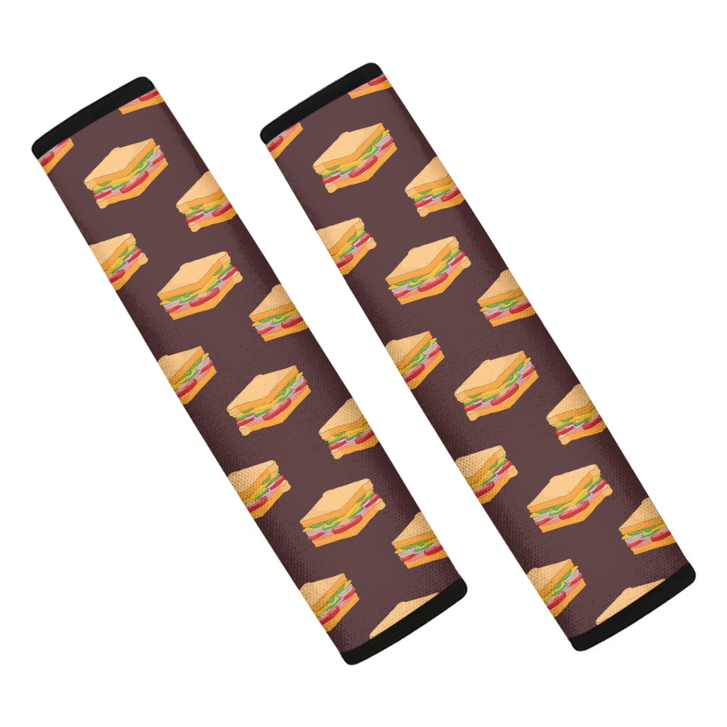 Brown Sandwiches Pattern Print Car Seat Belt Covers