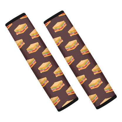 Brown Sandwiches Pattern Print Car Seat Belt Covers
