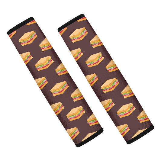 Brown Sandwiches Pattern Print Car Seat Belt Covers