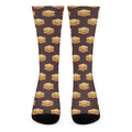 Brown Sandwiches Pattern Print Crew Socks