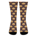 Brown Sandwiches Pattern Print Crew Socks