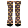 Brown Sandwiches Pattern Print Crew Socks