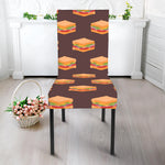 Brown Sandwiches Pattern Print Dining Chair Slipcover