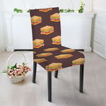 Brown Sandwiches Pattern Print Dining Chair Slipcover