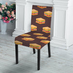 Brown Sandwiches Pattern Print Dining Chair Slipcover