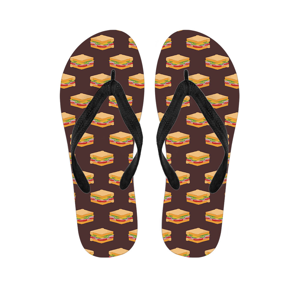 Brown Sandwiches Pattern Print Flip Flops