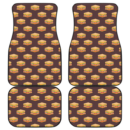 Brown Sandwiches Pattern Print Front and Back Car Floor Mats