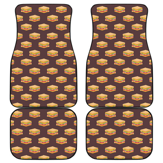 Brown Sandwiches Pattern Print Front and Back Car Floor Mats