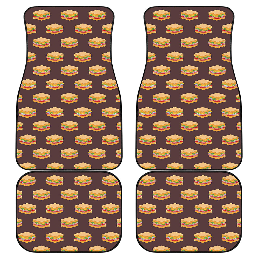 Brown Sandwiches Pattern Print Front and Back Car Floor Mats