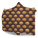 Brown Sandwiches Pattern Print Hooded Blanket