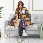 Brown Sandwiches Pattern Print Hooded Blanket