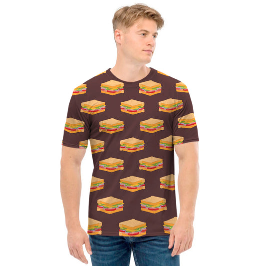 Brown Sandwiches Pattern Print Men's T-Shirt