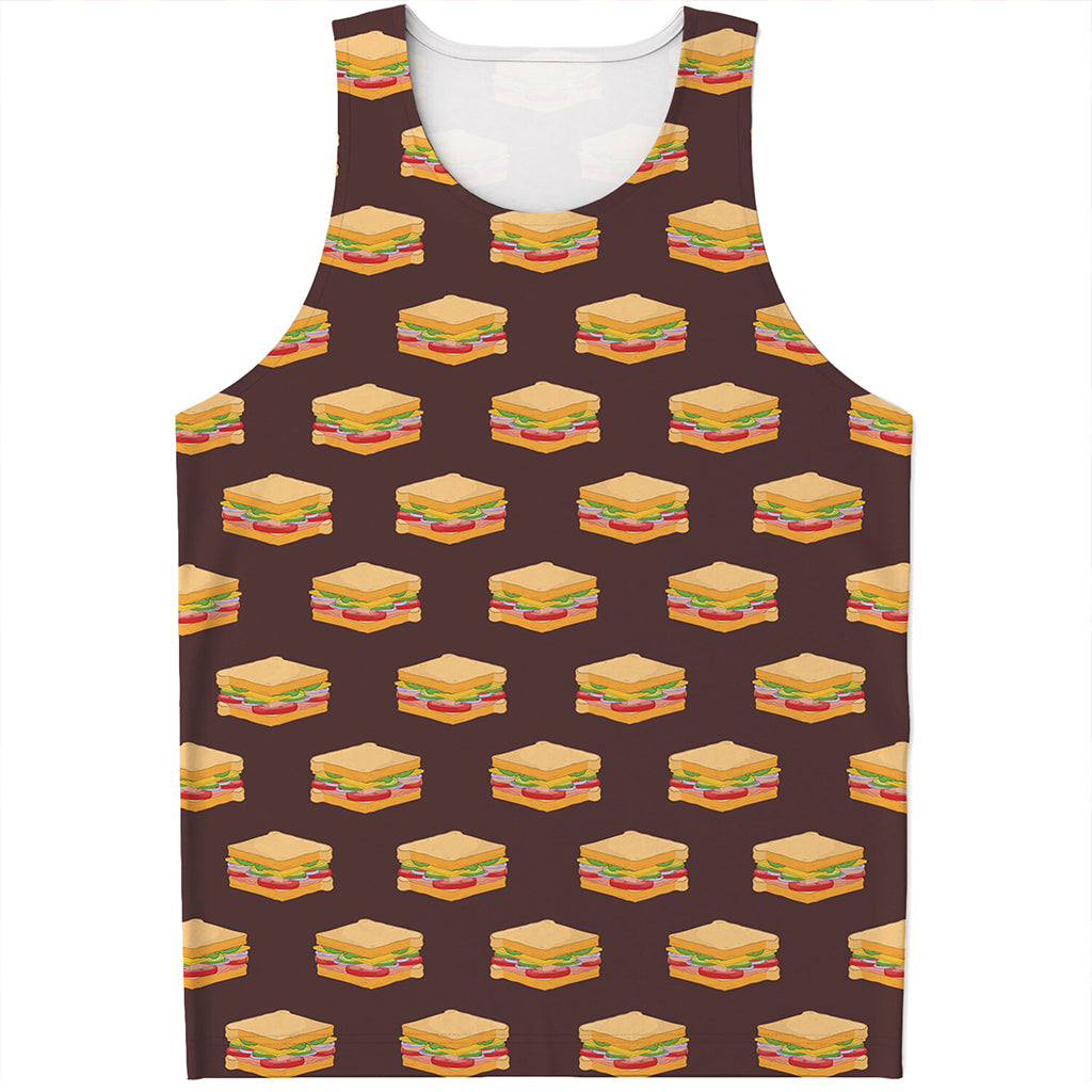Brown Sandwiches Pattern Print Men's Tank Top