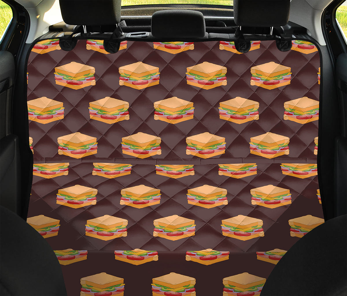 Brown Sandwiches Pattern Print Pet Car Back Seat Cover