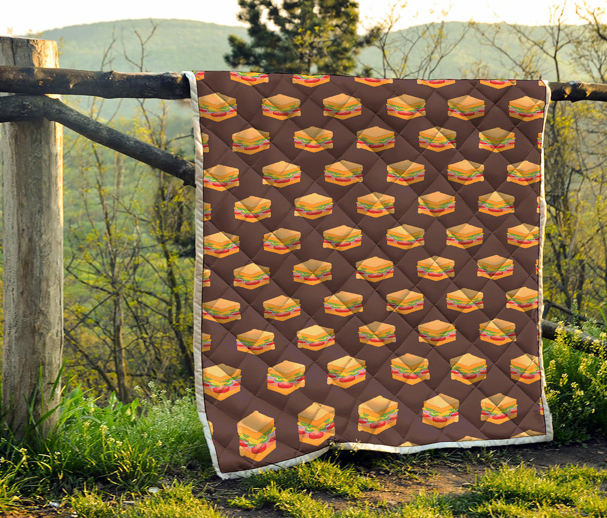 Brown Sandwiches Pattern Print Quilt