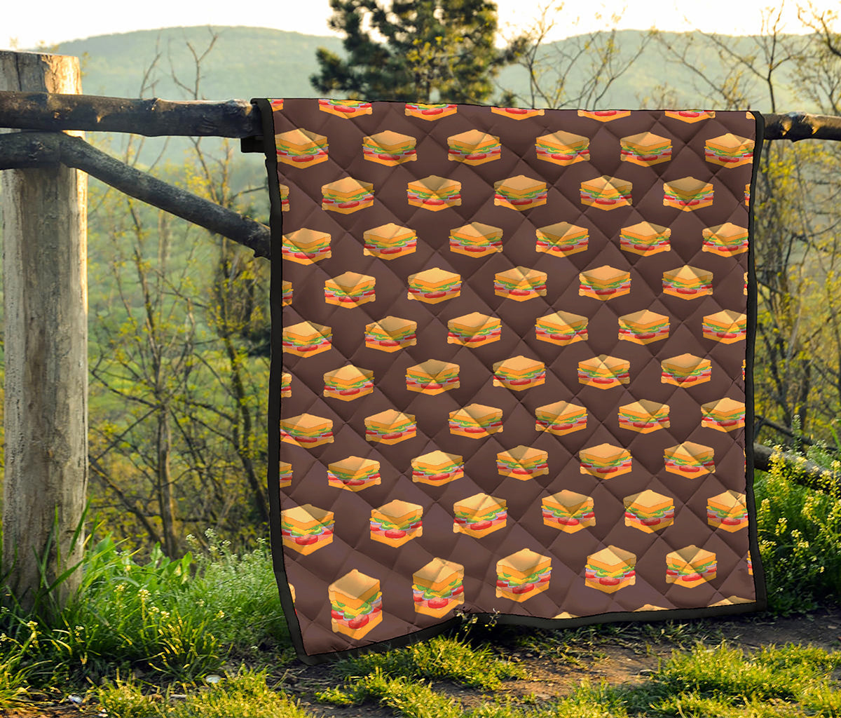Brown Sandwiches Pattern Print Quilt