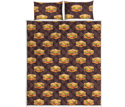 Brown Sandwiches Pattern Print Quilt Bed Set