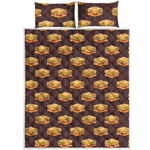 Brown Sandwiches Pattern Print Quilt Bed Set