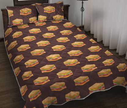 Brown Sandwiches Pattern Print Quilt Bed Set
