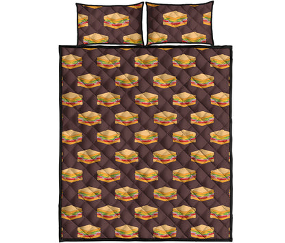 Brown Sandwiches Pattern Print Quilt Bed Set