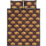 Brown Sandwiches Pattern Print Quilt Bed Set